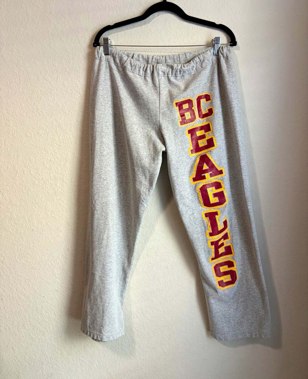 VTG Boston College Eagles Gray Open-Bottom Drawstring Sweats Made in USA Size S